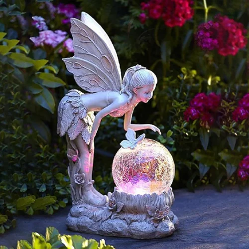 Flower Fairy Solar Girl Statue