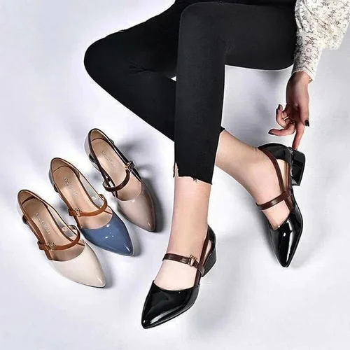 One Word Buckle Fashion Leather Shoes