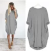 Womens Casual Solid O-Outline Dress