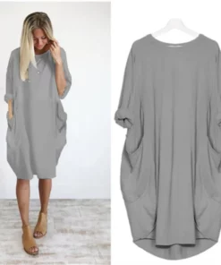 Womens Casual Solid O-Outline Dress