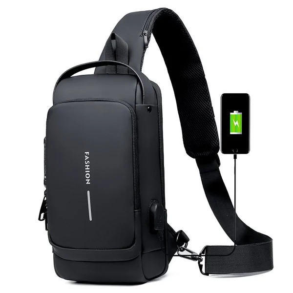 USB charging sport sling Anti-theft Waterproof Crossbody Bag