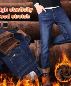 Male Loose Stretchy Denim Straight Pants