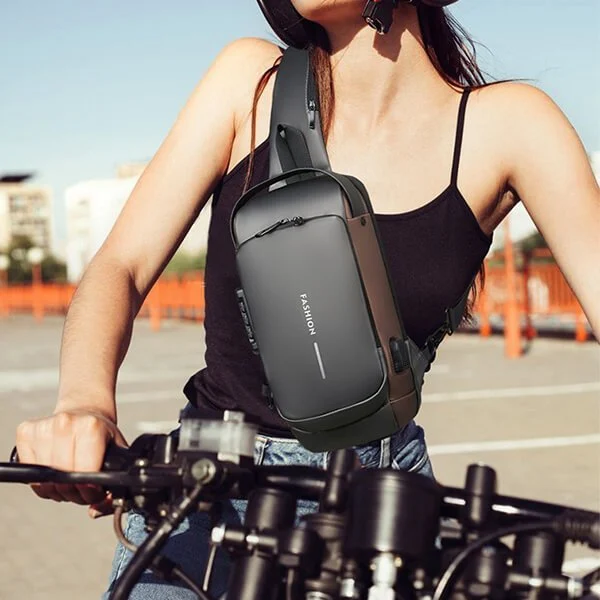 USB charging sport sling Anti-theft Waterproof Crossbody Bag