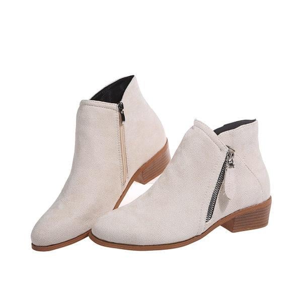 Womens Chunky Heel Side Zip Ankle Boots