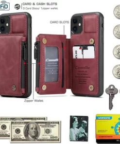 Zipper Wallet Card Leather Case