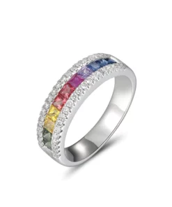 Diakiane Celeste Regenbogen-Turmalin Spinni-Ring
