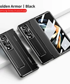 Applicable To Samsung Zfold3/Zfold4 Flat Hinge Folding Electroplated Lens Film Mobile Phone Case