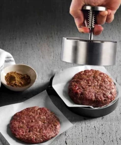 Manual meat press for hamburger patties