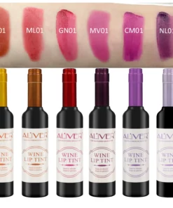 ALIVER WINE LIP TINT WINE LIP GLOSS WATERPROOF BOTTLE STYLE 6 COLOR/SET