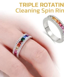 Alternative view of GFOUK™ Regenbogen Turmalin Lvmphvity Reinigung Spin Ring