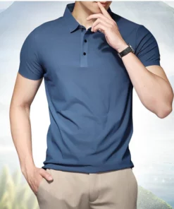 Mens Ice Silk Short Sleeve Polo Shirt