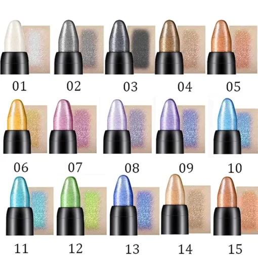 15 Colors Highlighter Eyeshadow Pencil Waterproof Glitter Eye Shadow Eyeliner Pen