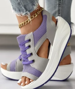 🔥Happy Mother's Day Limited Time Half Price Offer🔥 Contrast Paneled Cutout Lace-up Muffin Sandals