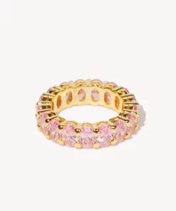 Alternative view of Iconic Nina Gold Ring in Pink Crystal