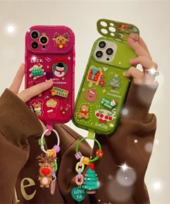 Christmas Tree Pendant Flip Mirror Case Cover For iPhone