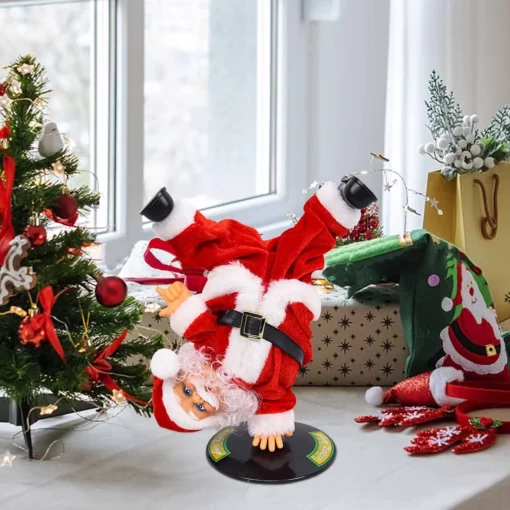 Creative electric handstand hip-hop Santa Claus doll with music children's toy ornaments Christmas gift