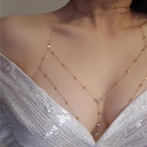 Catena di corpu di perle di strass di cristallo