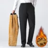 Fleece thickened straight casual mens pants