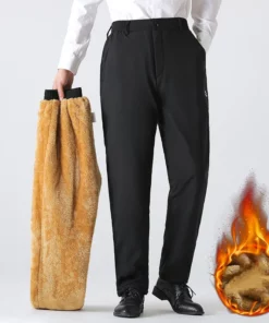 Fleece thickened straight casual mens pants