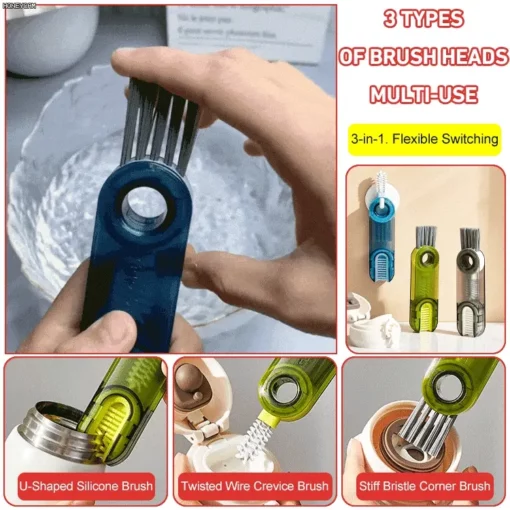 3-in-1 bendable cup lid brush