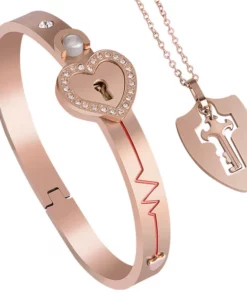 Alternative view of Lock Bracelet and Key Necklace Set