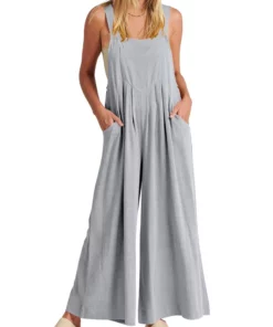PLUS SIZE WIDE LEG OVERALLS JUMPSUIT