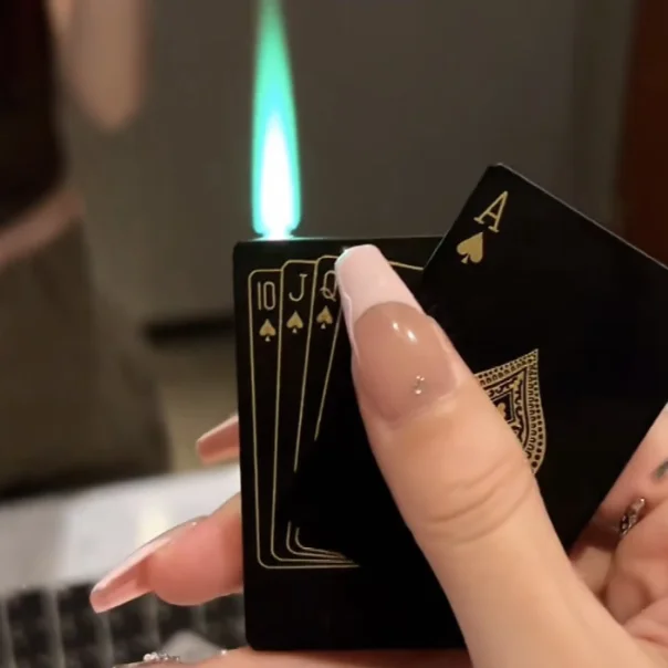 ♠Lucky Black Poker Windproof Lighter