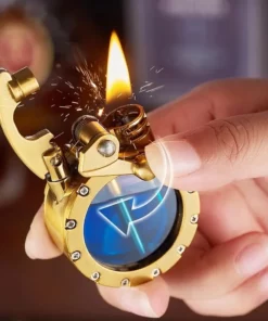 🔥Hot Sale-50% OFF🔥💖🎁Vintage Trench Lighter Transparent Kerosene Lighter Antique Steampunk Lighter Cool Unique Lighter for Men (No Fuel) (Golden)