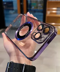 Electroplated glitter leaky label magnetic apple phone case