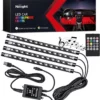 Nilight 48 LEDs Multicolor Music Car Strip Light Kit: Sound-Activated, Wireless Remote Control, and 4 USB Interior Lights for Dash Lighting