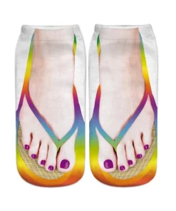 Women Manicure Print Flip Flop Socks