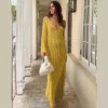 Kayleigh Crochet Fishtail Flare Sleeve Maxi Dress