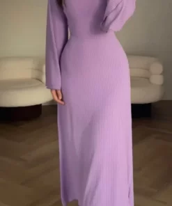 Long Sleeve Split Loose Casual Dress