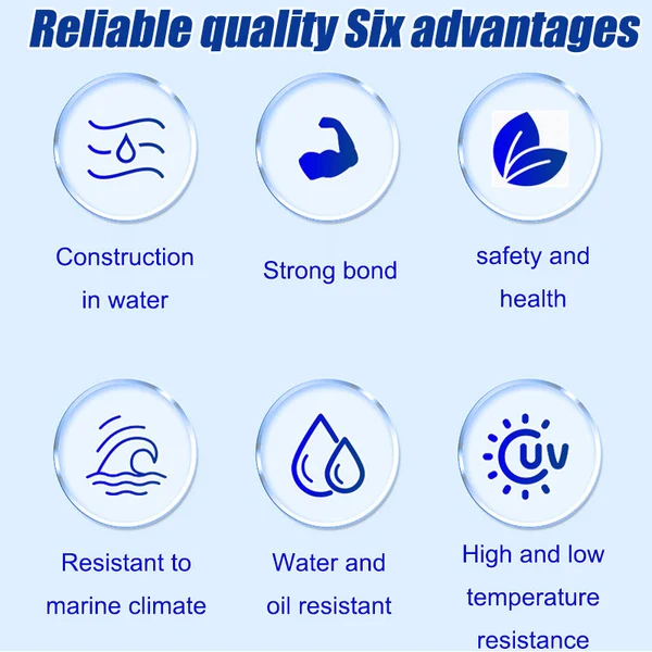 Special adhesive sealant for underwater leak trapping