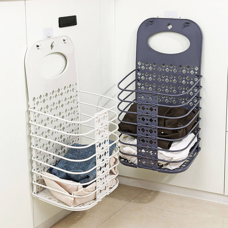 Wall-mounted foldable laundry basket