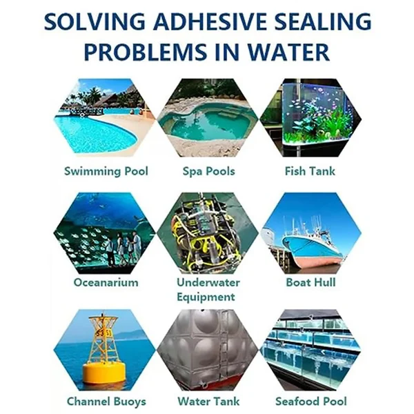 Special adhesive sealant for underwater leak trapping