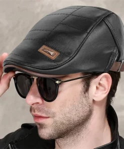 Alternative view of High Quality Trendy Leather Beret