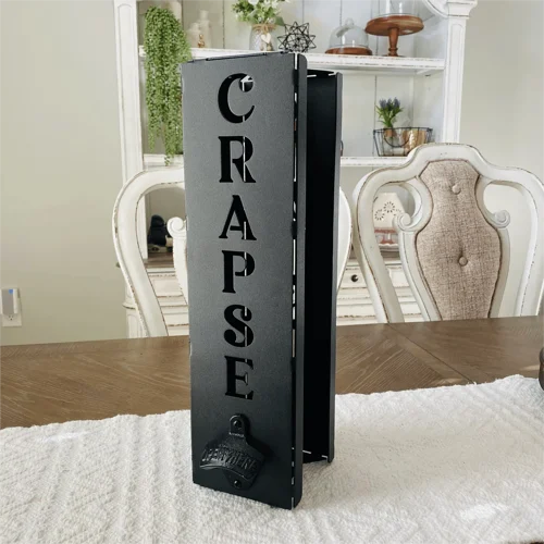 Custom can cooler holder with bottle opener