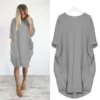 2023 New In-💝17 Colors Women Casual Loose Pocket Long Sleeves Dress