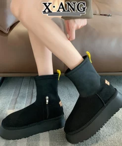 Platform Fabric Stretch Boots for Winter