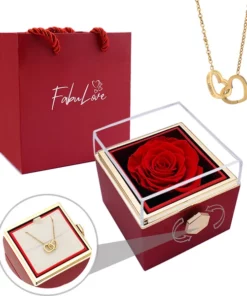 Eternal Rose Box - W/ Engraved Necklace & Simulated Rose.