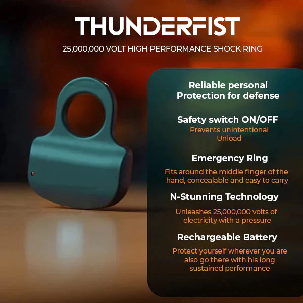 Oveallgo ThunderFist 25,000,000 Volt High Performance Stun Ring