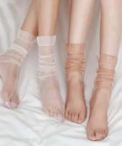Sexy Ultra-thin Fluffy Socks Women Glisten Transparent Long Socks Tulle Chiffon Woman Socks Leg Female Streetwear Calcetines