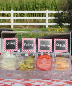 Ice Chilled Condiment Tray-4 Removable Compartments-Lid