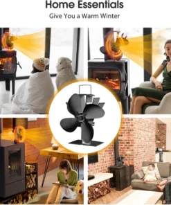 Alternative view of 4 Blades Wood Stove Fans Heat Powered