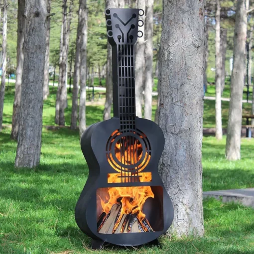 Large Metal Guitar Fire Pit
