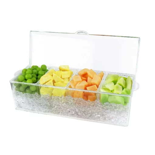 Ice Chilled Condiment Tray-4 Removable Compartments-Lid - Image 5
