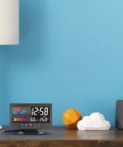 Digital LED Temperature Humidity Monitor Weather Forecast LED Table Alarm Clock