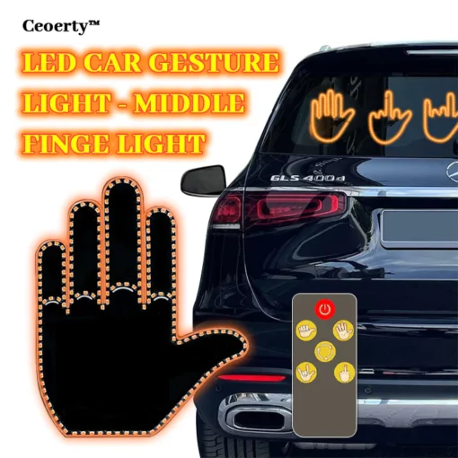 Ceoerty LED Car Gesture Light - Middle Finger Light