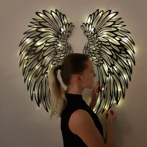 Engelsflügel Metall Wandkunst Mit LED-Lichtern